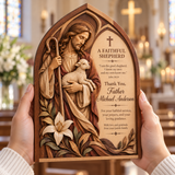Catholight Wooden Faith Block - A Faithful Shepherd Priest Gift