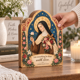 Catholight Wooden Faith Block - Saint Therese Done with Love