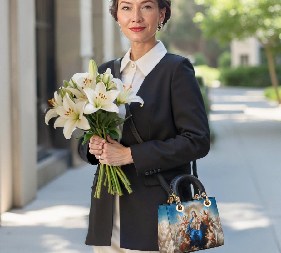 Catholight Divine Ascension: The Heavenly Embrace Lady Leather Bag