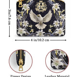 Catholight The Holy Spirit and Lily Devotional Leather Rosary Pouch