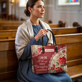 Catholight  Blooming With Faith Personalized Leather Tote Bag