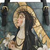 Catholight St. Catherine of Siena in Sacred Devotion Leather Tote Bag