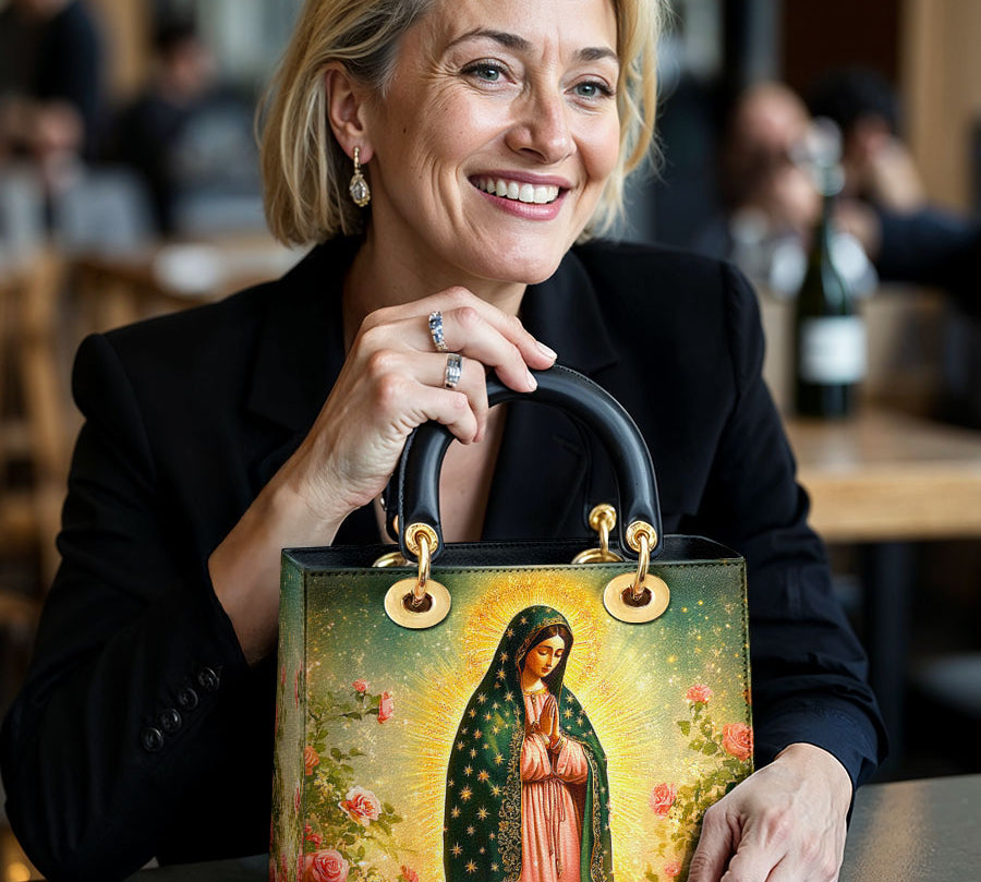 Catholight Roses of Guadalupe Lady Leather Bag