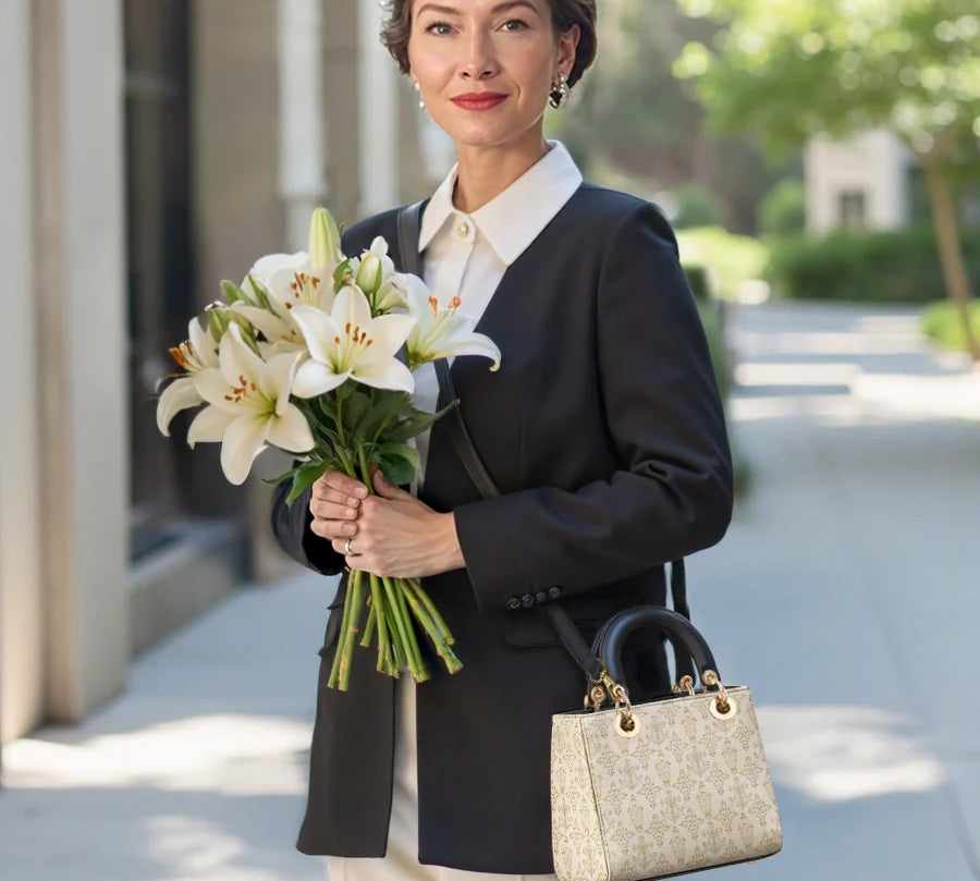 Catholight The Ave Maria Pattern Lady Leather Bag