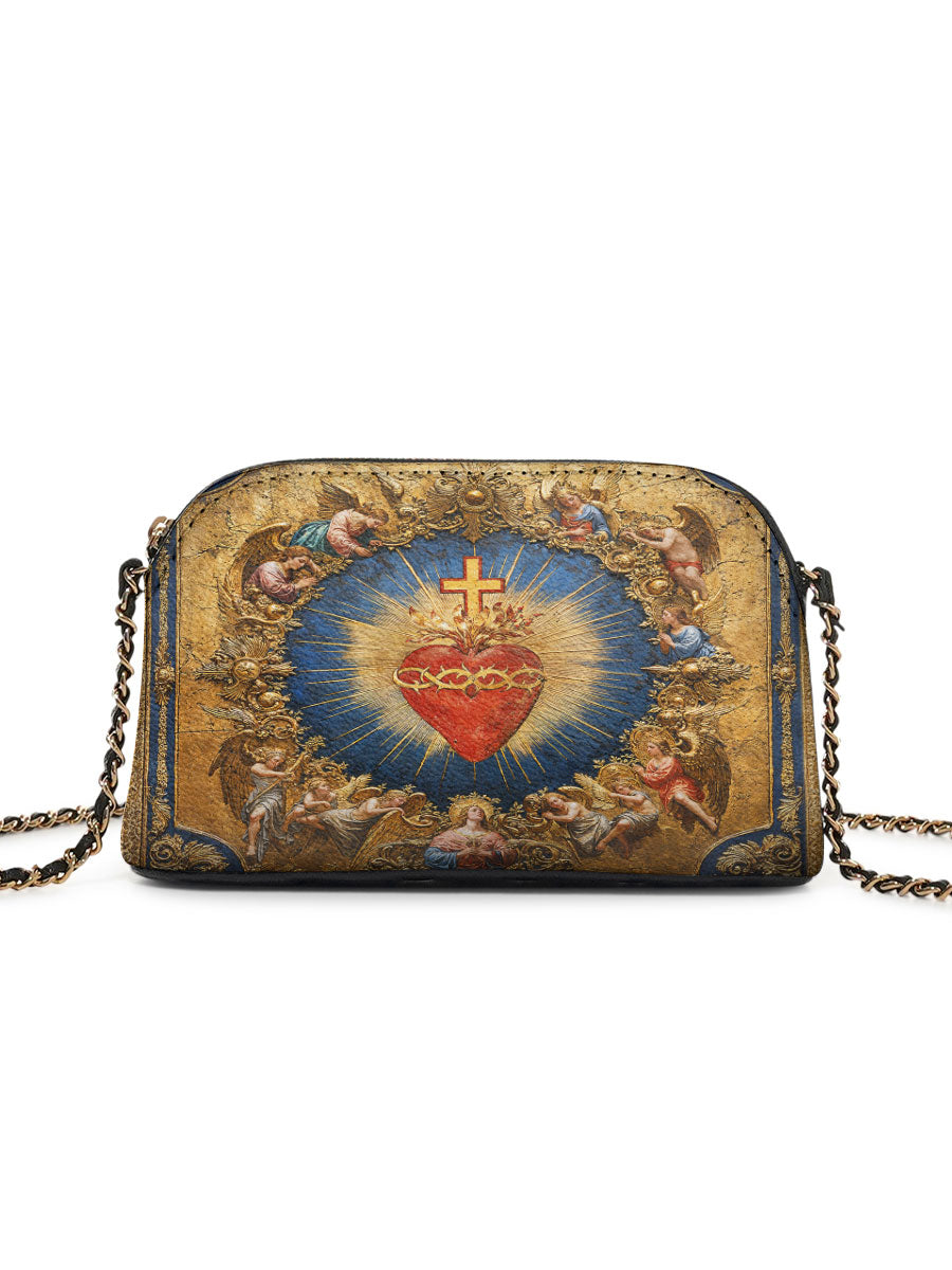 Catholight Sacred Heart of Divine Leather Crossbody Bag