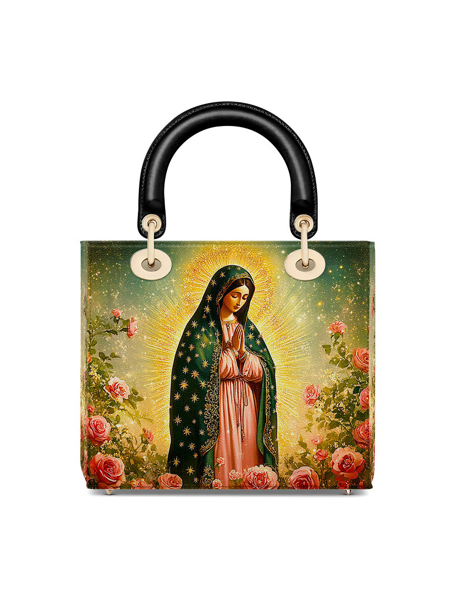 Catholight Roses of Guadalupe Lady Leather Bag