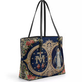 Catholight Holy Mother Devotional  Leather Tote Bag