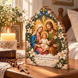 Catholight Wooden Faith Block - Holy Family As for Me and My Household