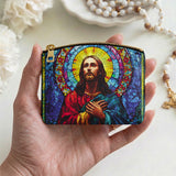 Catholight Glorious Christ Leather Rosary Pouch