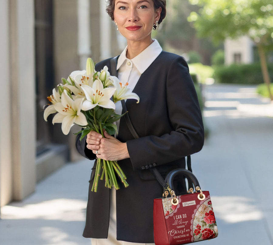 Catholight Blooming With Faith Personalized Lady Leather Bag